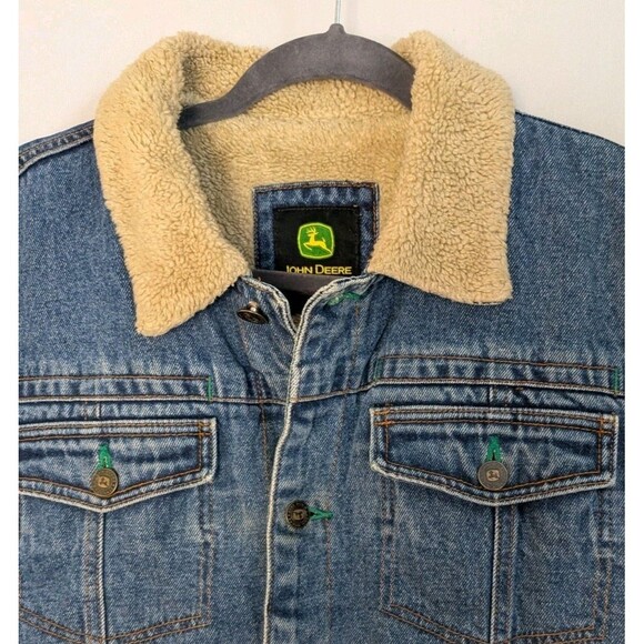 Garage Other - VTG John Deere Mens M Jean Jacket Sherpa Lined Farmer Trucker Coat Bomber
